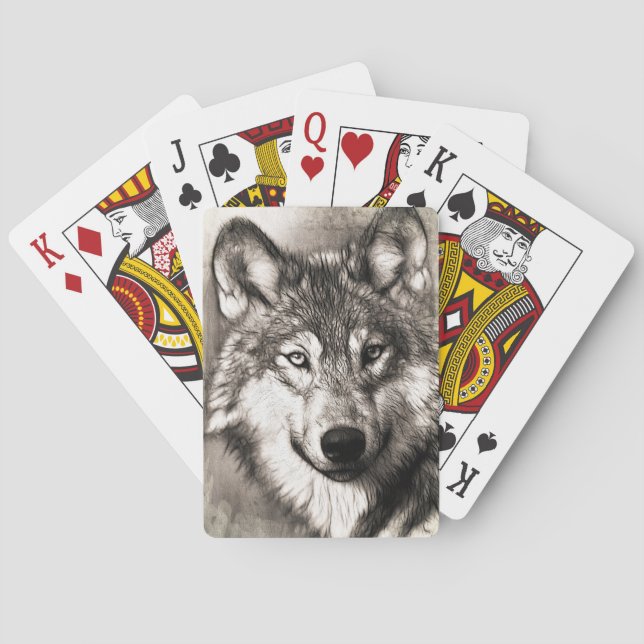 Wolf-Portrait Spielkarten (Rückseite)