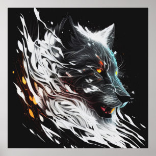 Wolf Portrait Tiermalerei Wildlife Adventure Poster