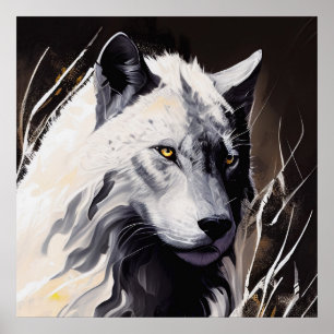 Wolf Portrait Tiermalerei Wildlife Adventure Poster