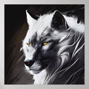 Wolf Portrait Tiermalerei Wildlife Adventure Poster