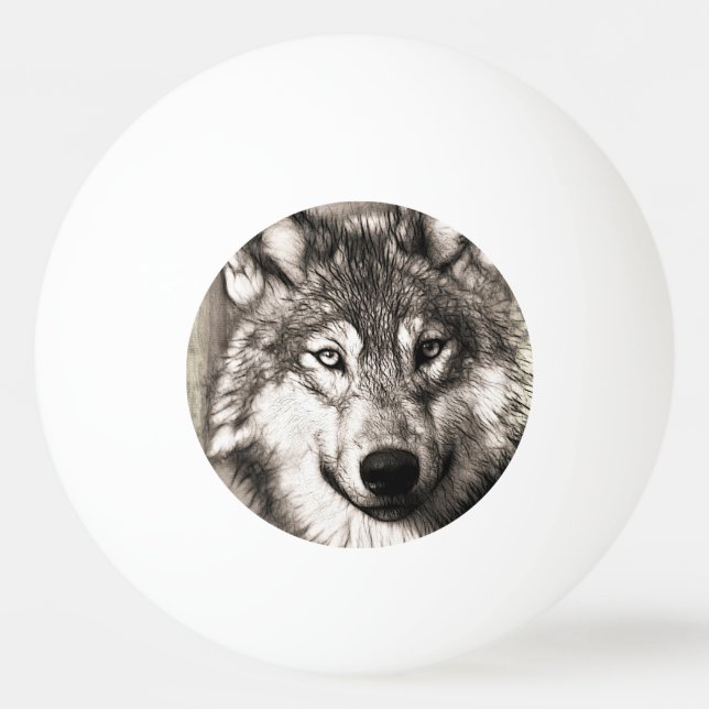Wolf-Portrait Tischtennisball (Rückseite)