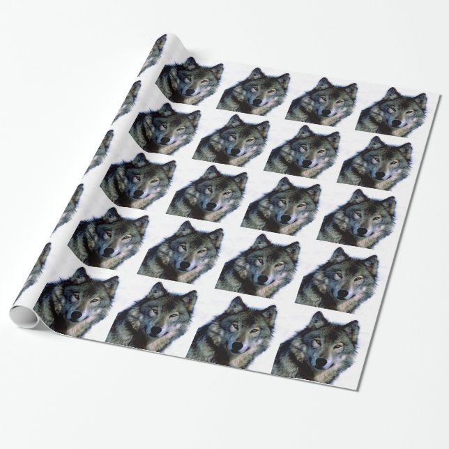 Wolf Portrait Weihnachtsgeschenk Wrapping Paper Geschenkpapier (Ungerollt)
