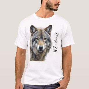 Wolf-Porträt Ihr Name individuelle Handschrift T-Shirt