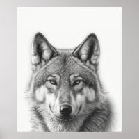 Wolf-Porträt Schwarz Weiß