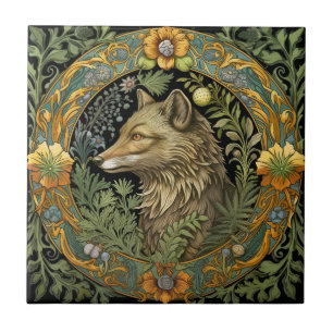 Wolf-Profil im Vintage-Stil Fliese
