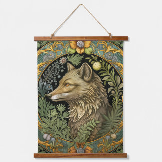 Wolf-Profil im Vintage-Stil Wandteppich Mit Holzrahmen