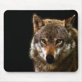 Wolf-Profil mit grüne Augen ~ editable Hintergrund Mousepad