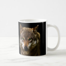 Wolf-Profil mit grüne Augen ~ editable Hintergrund Tasse