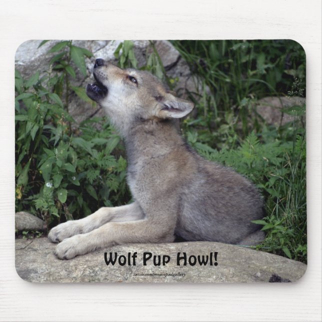 Wolf Pup Howl Animal Mousepad (Vorne)