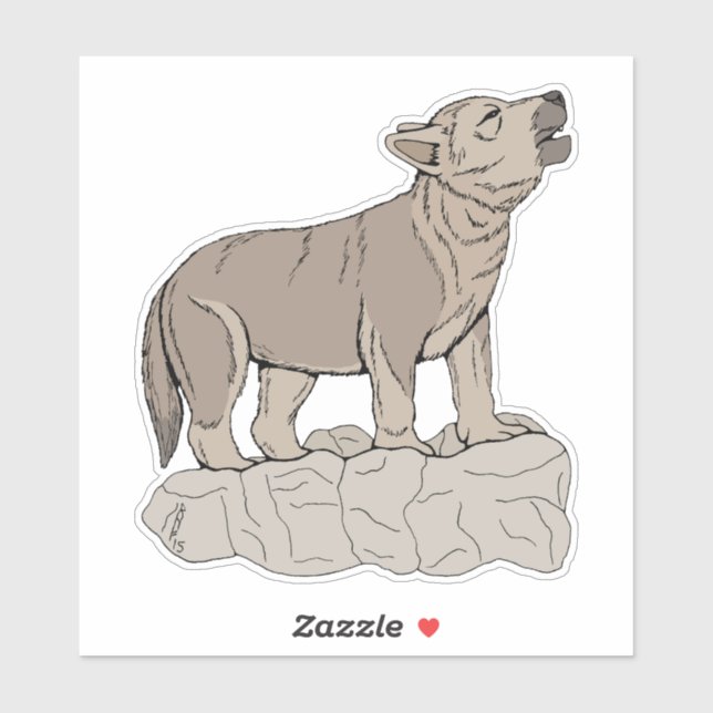 Wolf Pup Howling Aufkleber (Blatt)