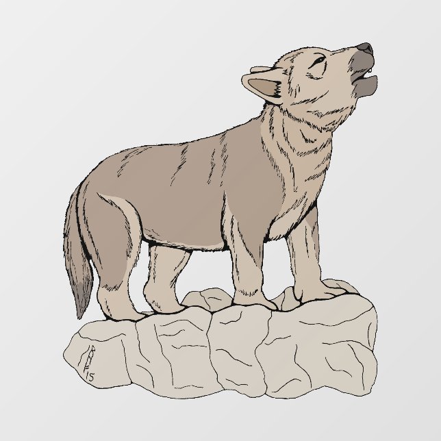 Wolf Pup Howling Fensteraufkleber (Blatt)