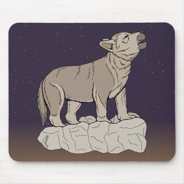 Wolf Pup Howling Mousepad (Vorne)