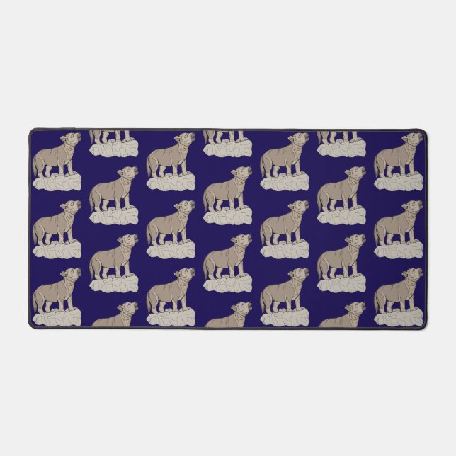 Wolf Pup Howling Schreibtischunterlage (Vorderseite)