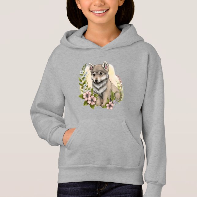 Wolf pup in the Meadow Girls Sweatshirt (Vorderseite)