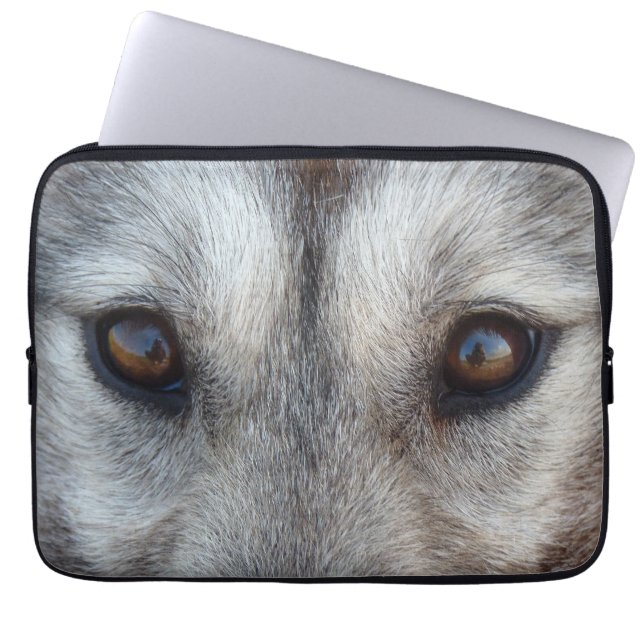 Wolf Pup Laptop Case Siberischer Wolf Pup Eyes Ges (Vorderseite)