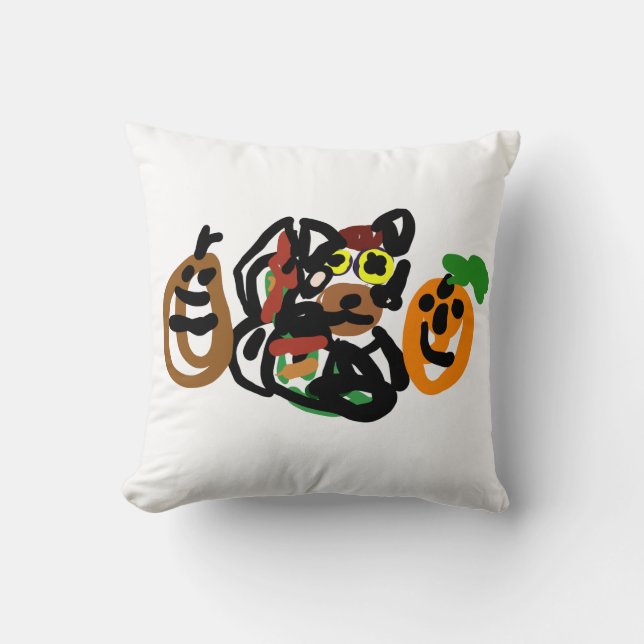 Wolf Puppe Herbst  Kissen (Vorderseite)