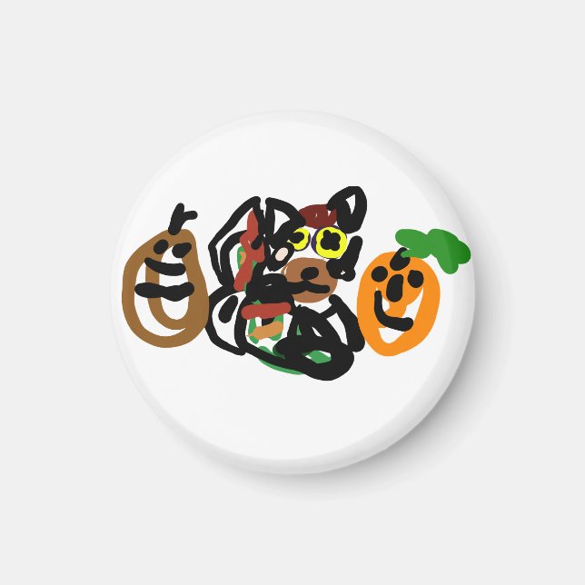 Wolf Puppe Herbst  Magnet (Vorne)