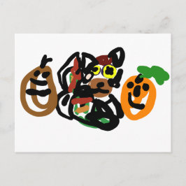Wolf Puppe Herbst Postkarte