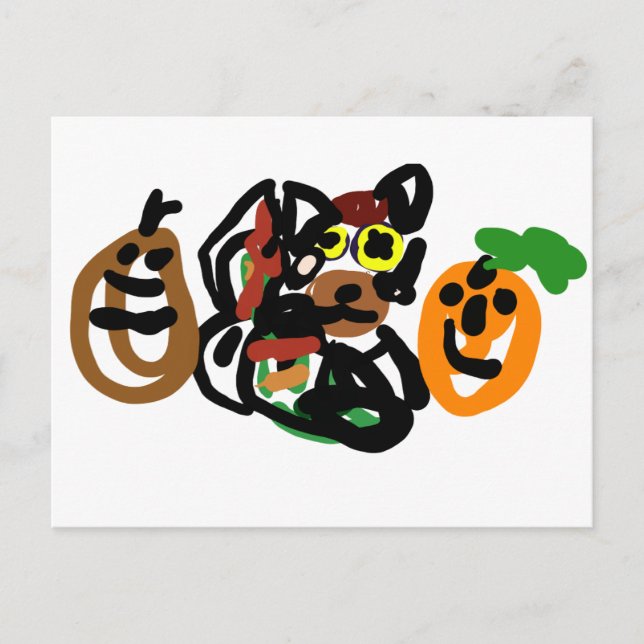 Wolf Puppe Herbst  Postkarte (Vorderseite)