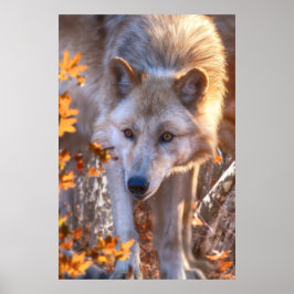Wolf Puppy AUTUMN FARBEN Poster