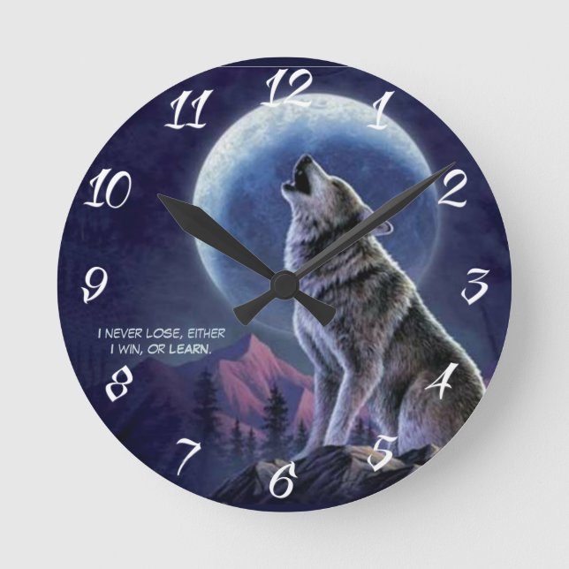 WOLF QUOTE RUNDE WANDUHR (Vorderseite)