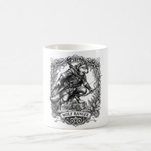 Wolf-Ranger-Bogenschütze-Dotwork-Tattoo-Kunst-Kaff Kaffeetasse