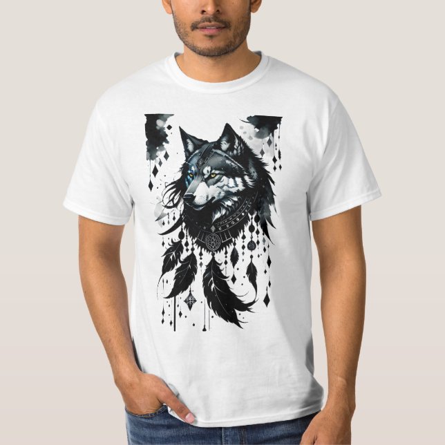 Wolf, Raubfisch, Träumer, Amulet, Talisman T-Shirt (Vorderseite)