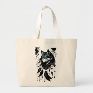 Wolf, Raubtier, Traumfänger, Amulett, Talisman Jumbo Stoffbeutel