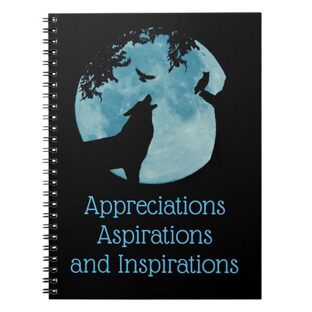 Wolf, Raven Owl and Moon Appreciation Journal Notizblock (Vorderseite)