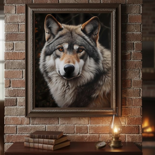 Wolf realistische Malerei Portrait Wildlife Cabin Poster (Von Creator hochgeladen)