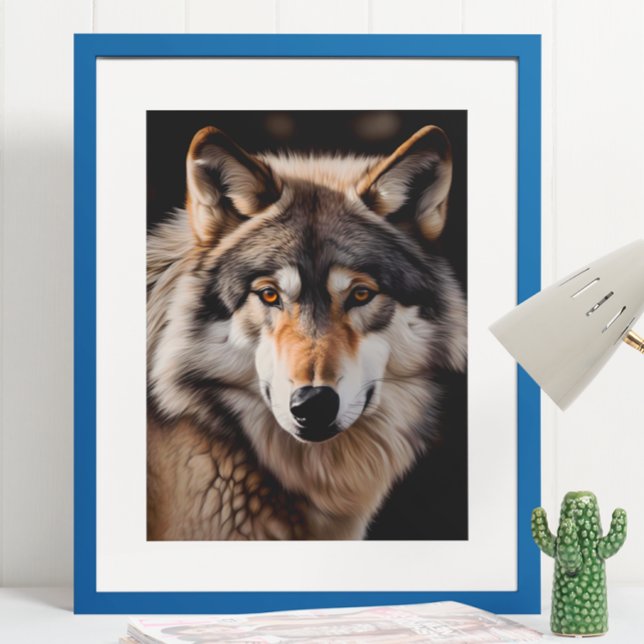 Wolf realistische Malerei Portrait Wildlife Cabin Poster (Von Creator hochgeladen)