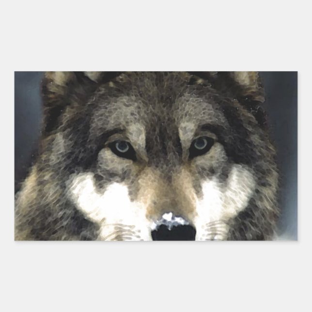 Wolf Rechteckiger Aufkleber (Vorderseite)