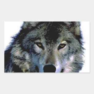 Wolf Rechteckiger Aufkleber