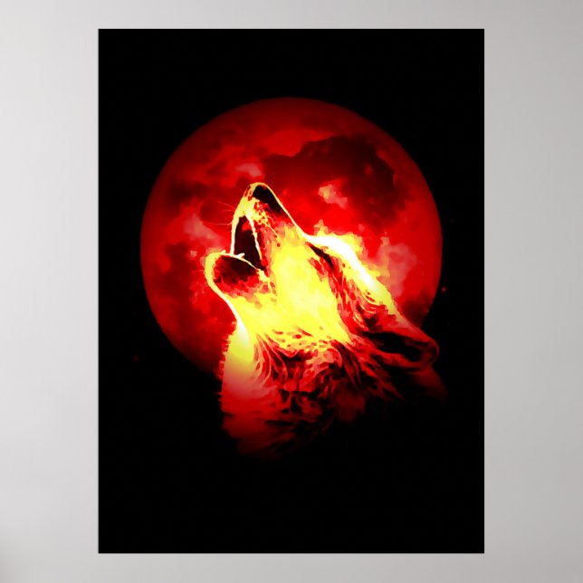 Wolf & Red Moon Poster (Vorne)