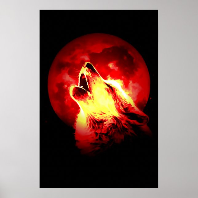 Wolf & Red Moon Poster (Vorne)