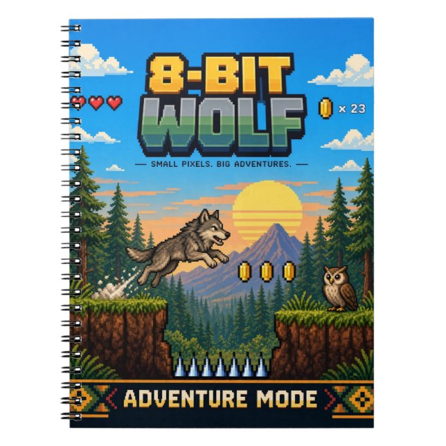 Wolf, Retro-8-Bit-Pixel-Art Notizblock (Vorderseite)