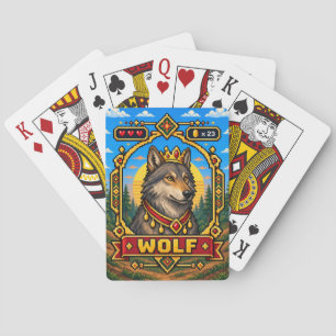 Wolf Retro 8-Bit Pixelkunst Spielkarten