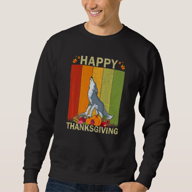 Wolf  Retro Graphic Family Matching Thanksgiving Sweatshirt (Vorderseite)