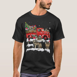 Wolf Riding Red Truck Frohe Weihnachten Weihnachte T-Shirt