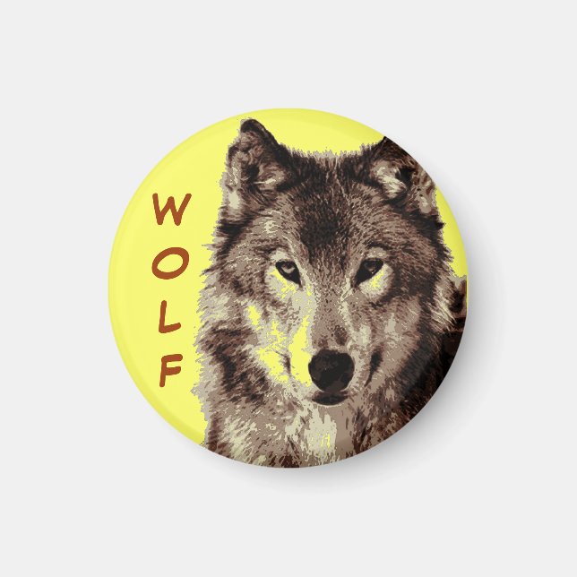 Wolf Round Magnet (Vorne)