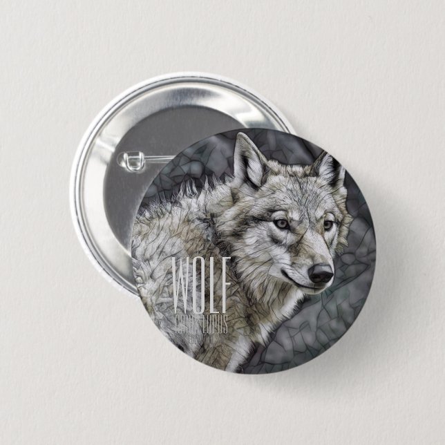 Wolf [Round-Tin-Abzeichen] Button (Vorne & Hinten)