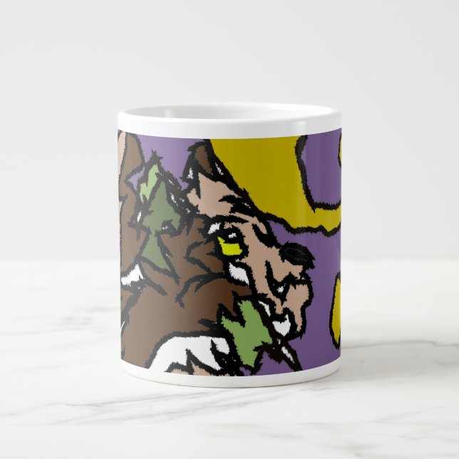 Wolf rufen Jumbo-Tasse (Vorderseite)