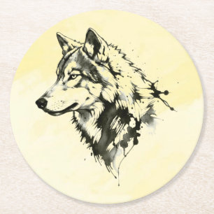 Wolf Runder Pappuntersetzer
