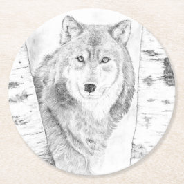 Wolf Runder Pappuntersetzer