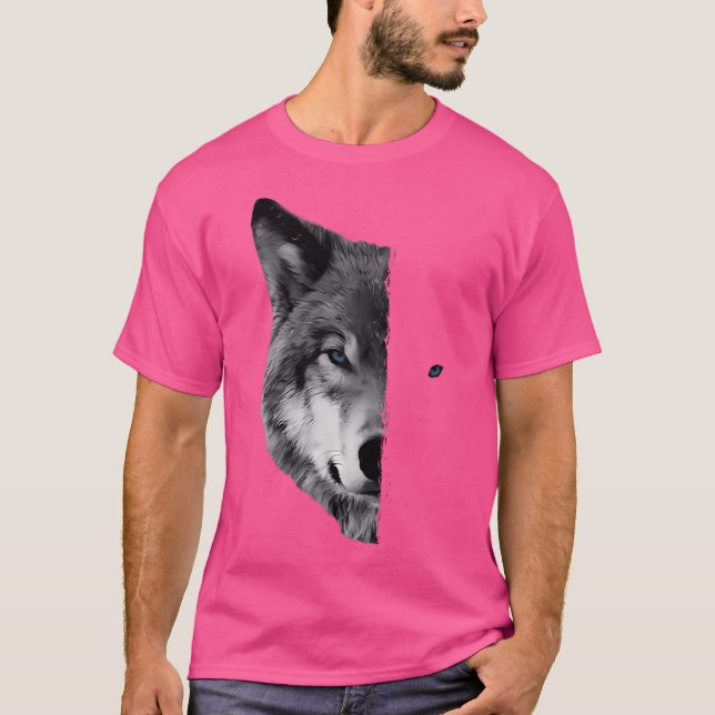 Wolf s Split Face Wolf Magische Wölfe T-Shirt (Vorderseite)