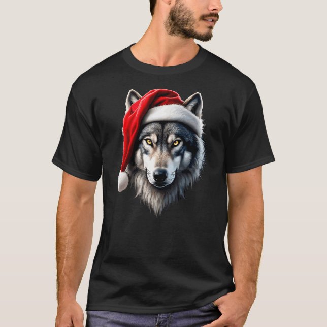 Wolf Santa Christmas Funny New Year Xmas Party Chr T-Shirt (Vorderseite)