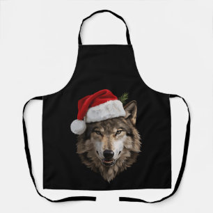 Wolf Santa Hut-Porträt Weihnachtsbaum Xmas Schürze