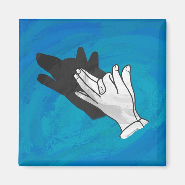 Wolf Schatten auf Blau Magnet (Vorne)