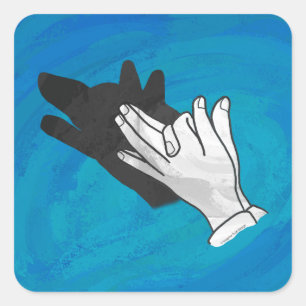 Wolf-Schatten auf Blau Quadratischer Aufkleber