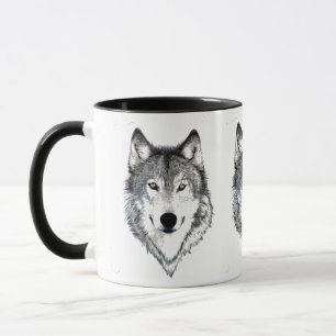 Wolf-schwarzer/weißer Kaffee-Tasse Tasse